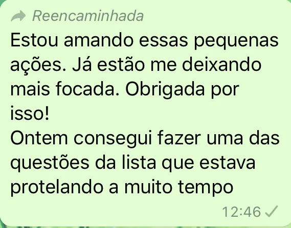 Depoimento — mais focada com pequenas ações