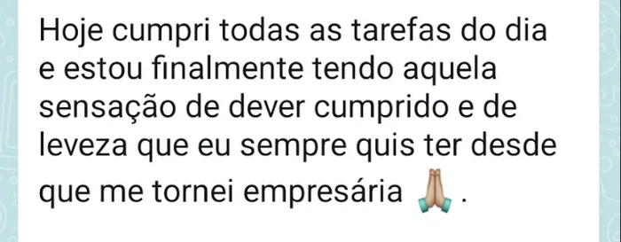 Depoimento — sensação de dever cumprido